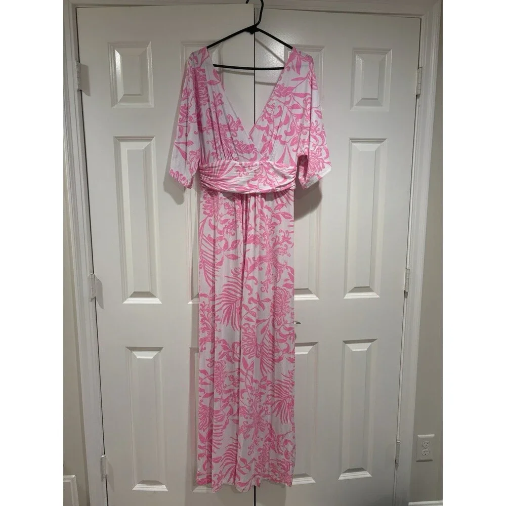 NWT Lilly Pulitzer Parigi Maxi Dress Rousseau Pink Glisten In The Sun Size M - Picture 4 of 8